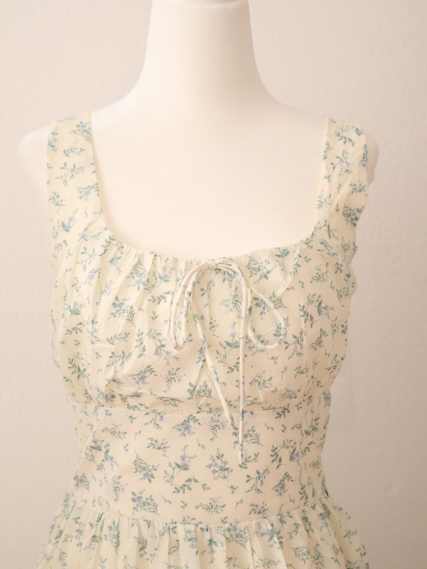 Fearless in Floral Cotton Midi Dress - Cream Blue