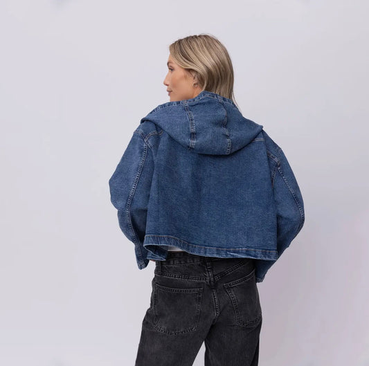 Vintage Washed Jesus Loves You Denim Hoodie