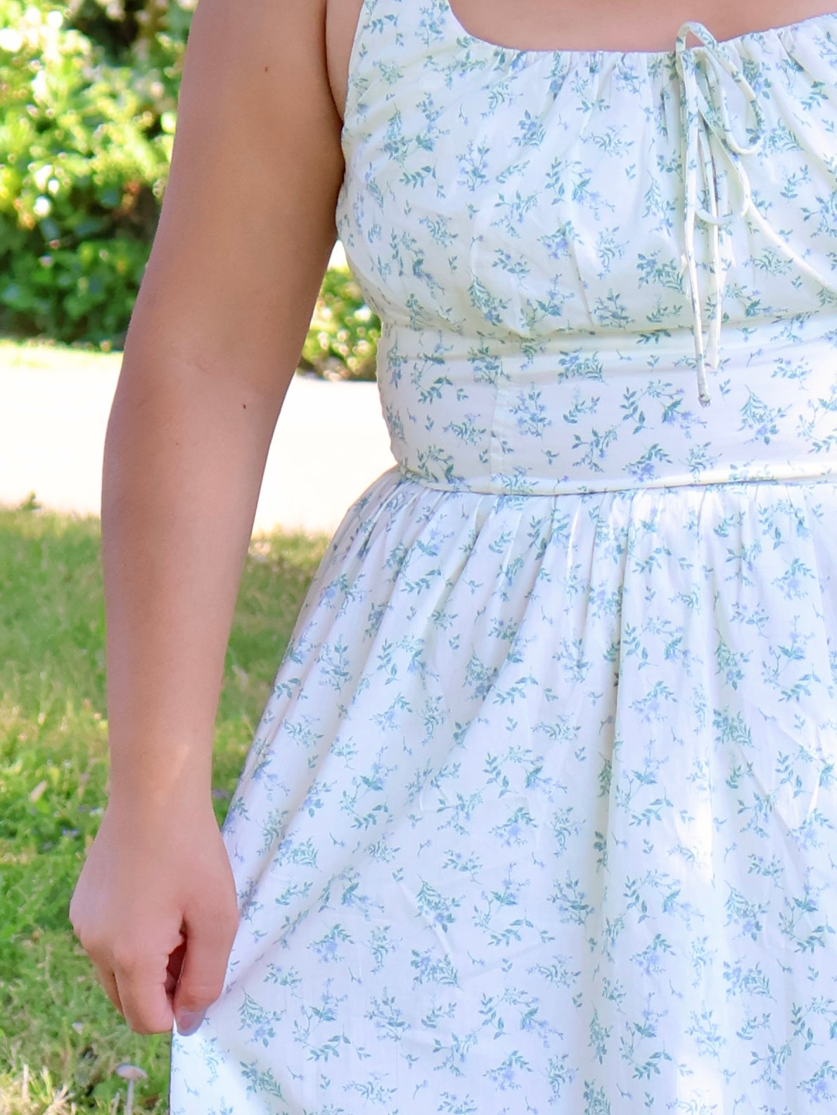 Fearless in Floral Cotton Midi Dress - Cream Blue