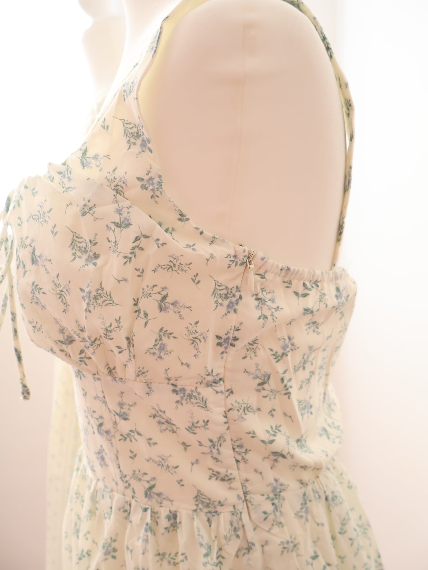 Fearless in Floral Cotton Midi Dress - Cream Blue