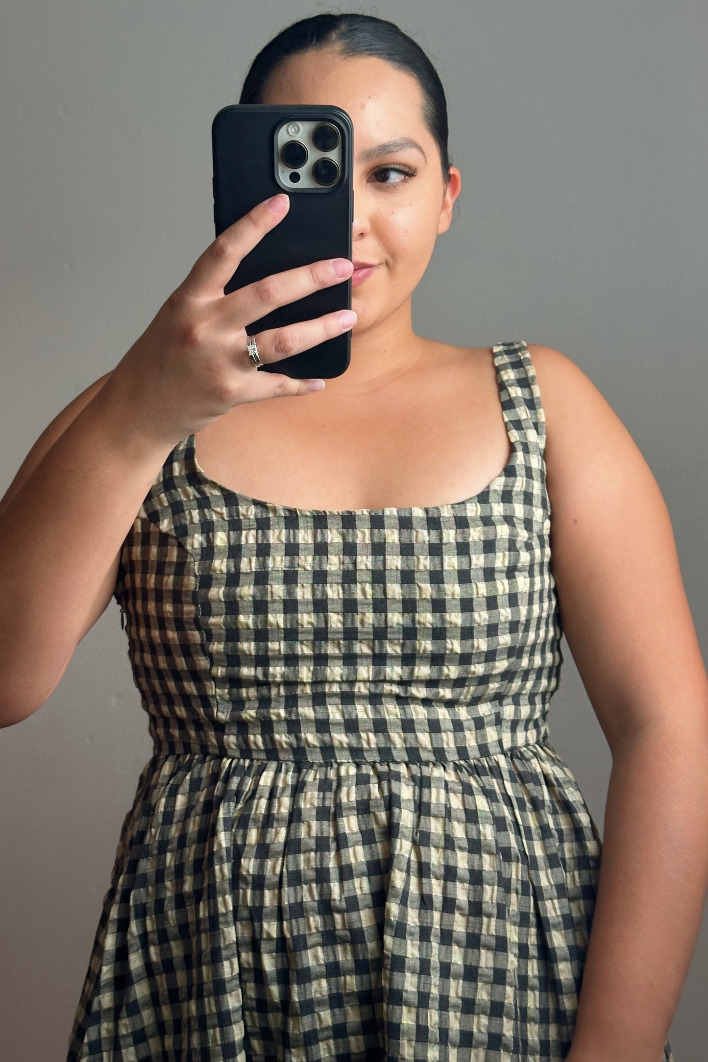 Women's U-neck Plaid maxi dress fall outfit