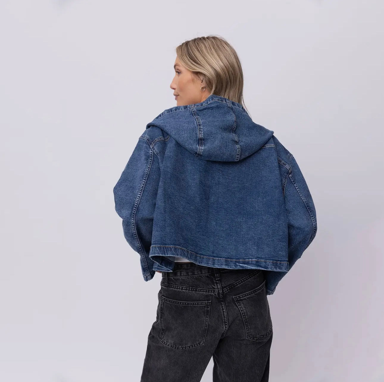 Vintage Washed Jesus Loves You Denim Hoodie