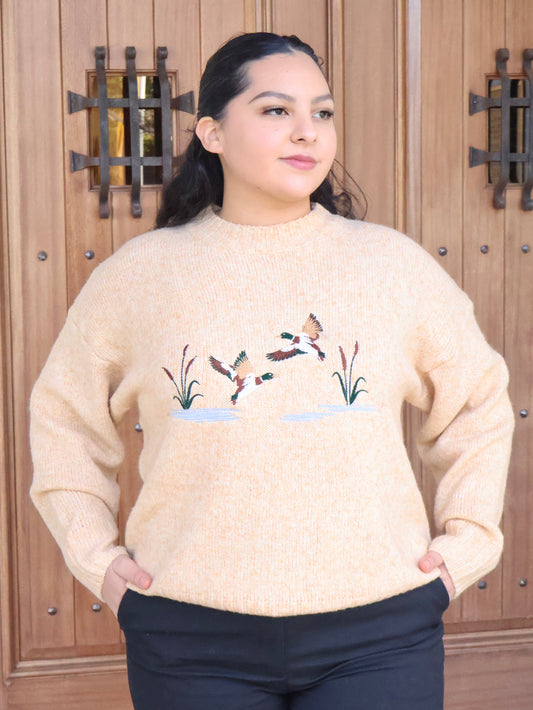 Delilah Embroided Duck Knit Sweater