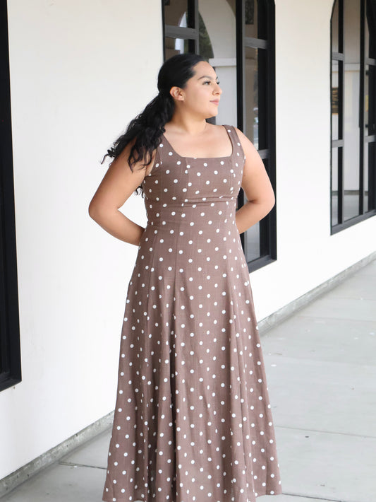 Rebekah Polka Dot Printed Woven Maxi Dress