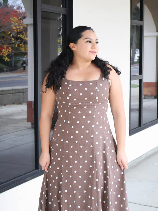 Rebekah Polka Dot Printed Woven Maxi Dress