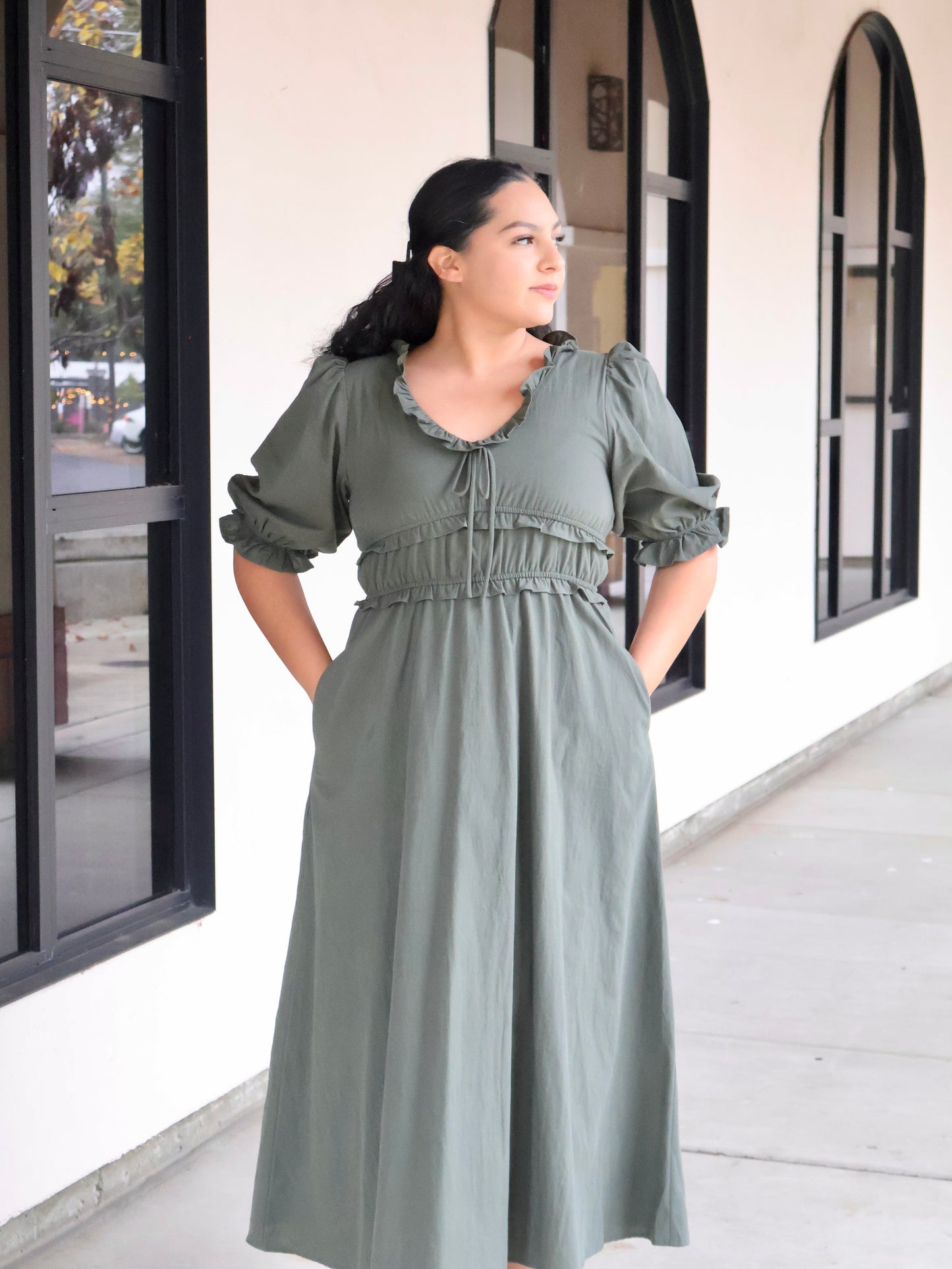 Hannah V-Neck Drop Maxi Dress