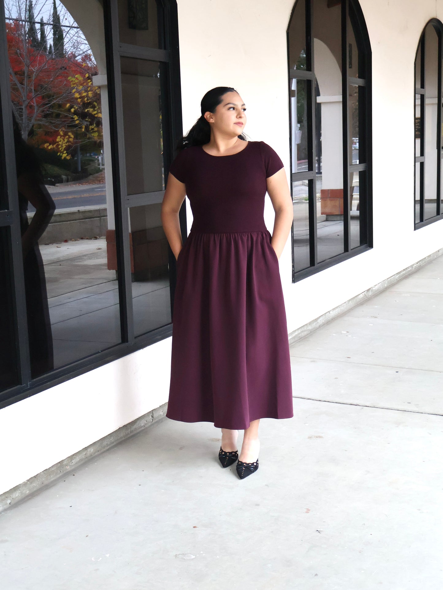 Selah Round Neck Short Sleeve Midi Dress
