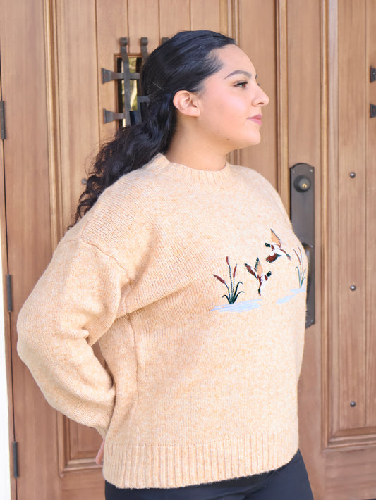 Delilah Embroided Duck Knit Sweater