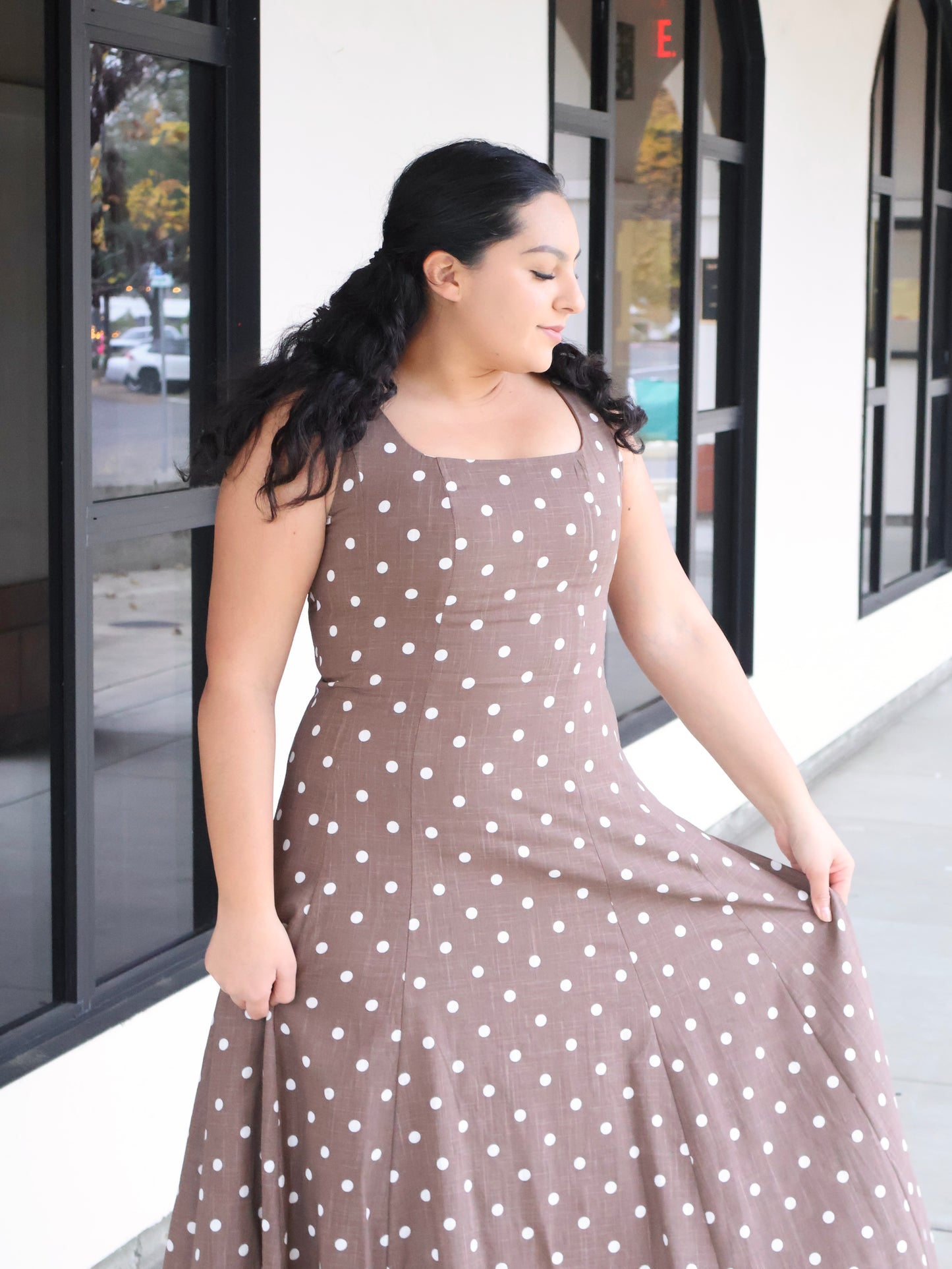 Rebekah Polka Dot Printed Woven Maxi Dress