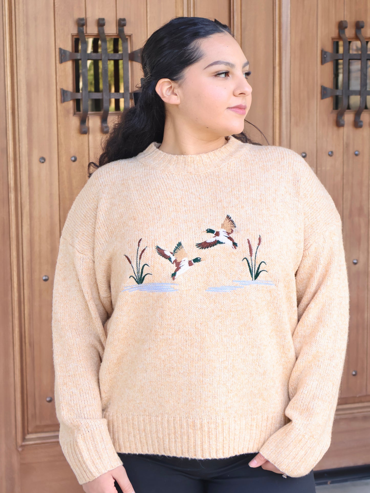 Delilah Embroided Duck Knit Sweater