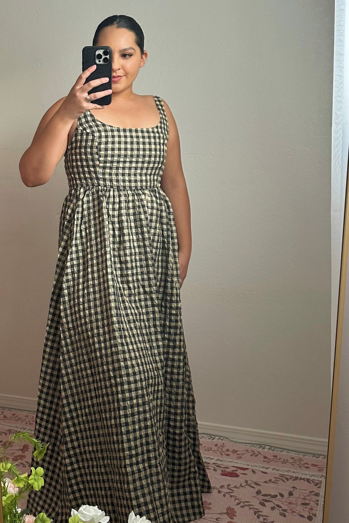Ruth Checker Maxi Dress sleeveless plaid fall dress